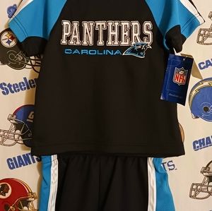 Vintage 2000s Y2K 4T Youth Kids Toddlers Carolina Panthers Shirt And Short Set